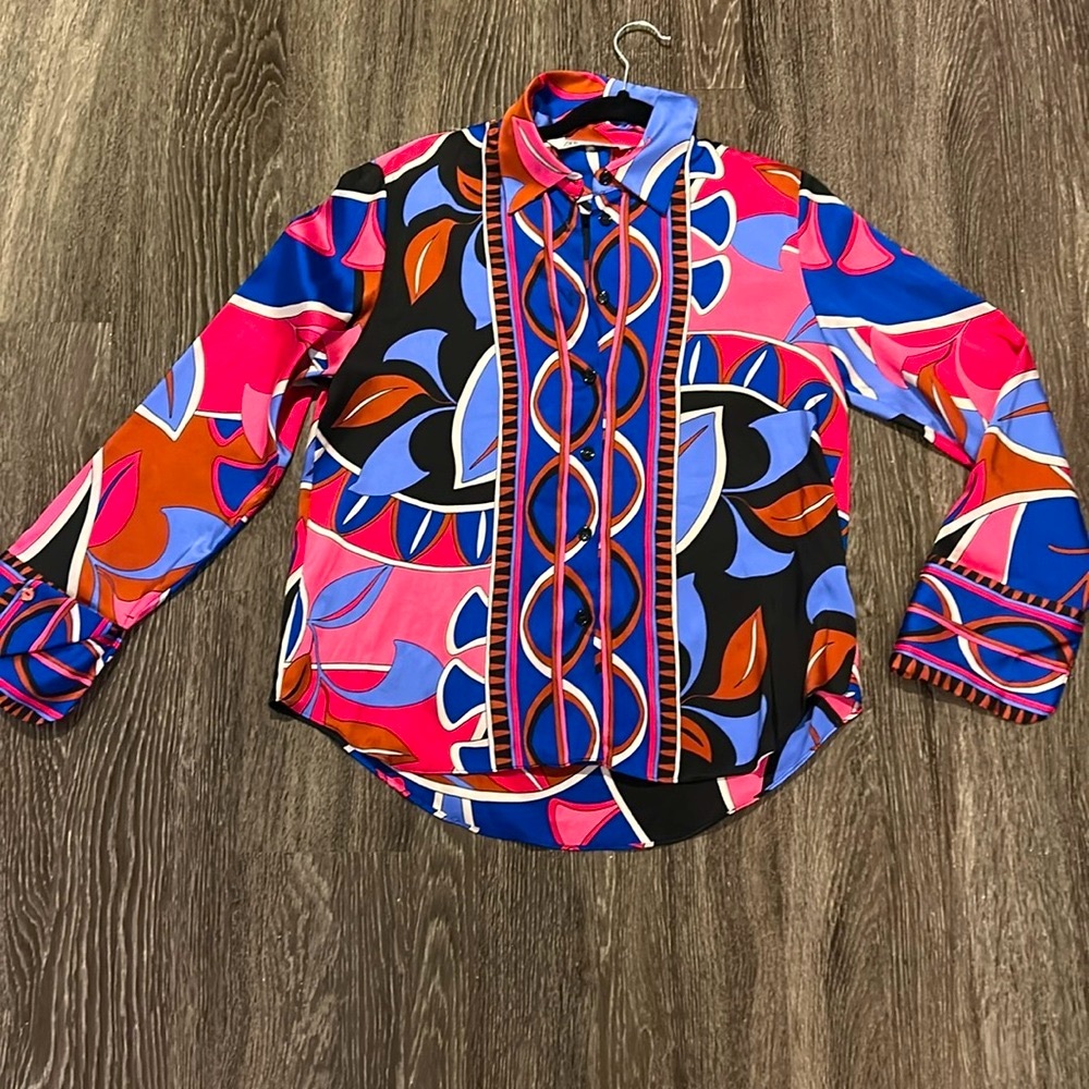 Zara print button down